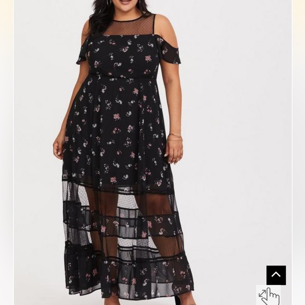 Torrid Floral Chiffon Cold Shoulder Maxi Dress 18